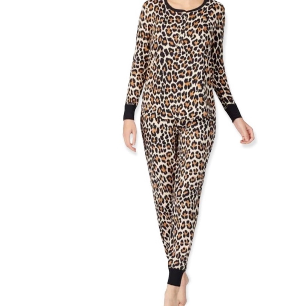 NWT Kate Spade 3 Pc Velour Pajama Set Leopard Print